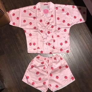 Satin strawberry pajama set